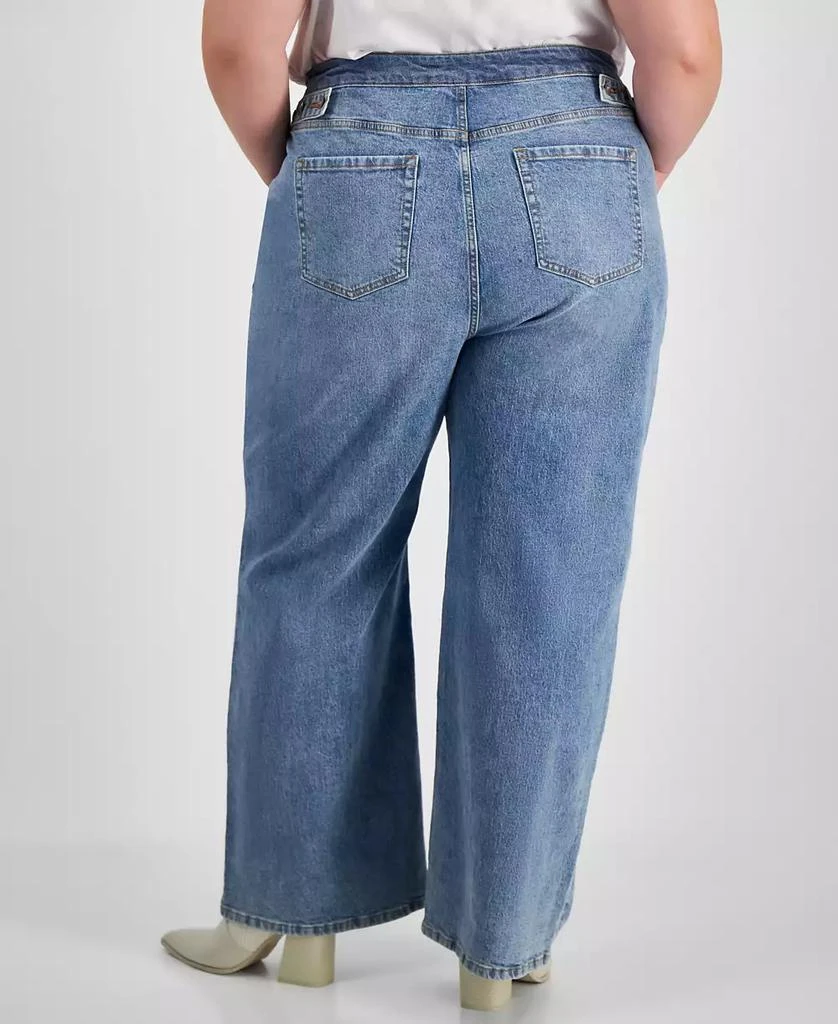 Bar III Trendy Plus Size High-Rise Wide-Leg Light-Wash Jeans, Exclusively at Macy's 4
