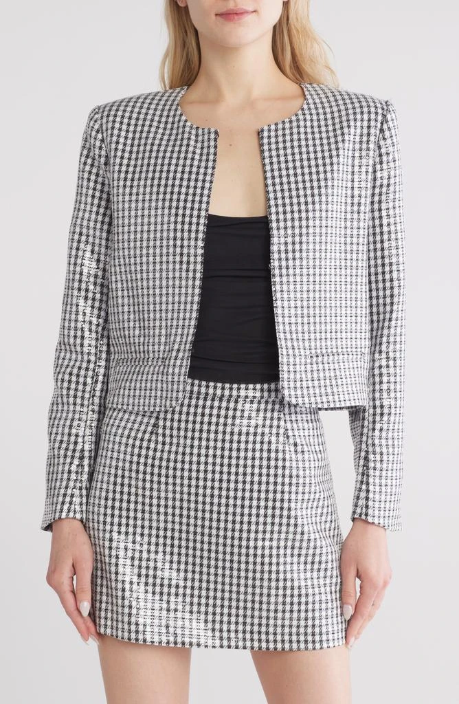 Wayf Sequin Houndstooth Crop Blazer 1