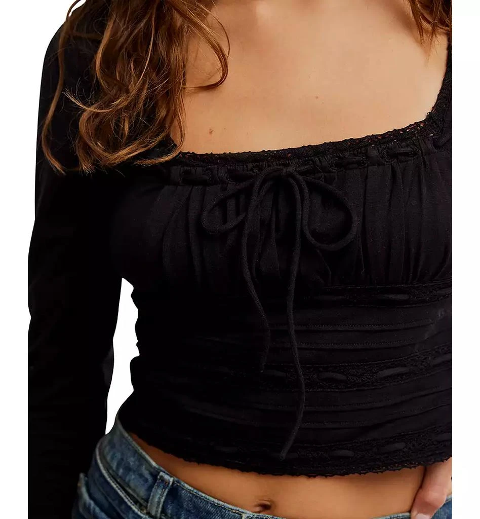 Free People Women's Scarlet Smocked Long-Sleeve Crop Top 4
