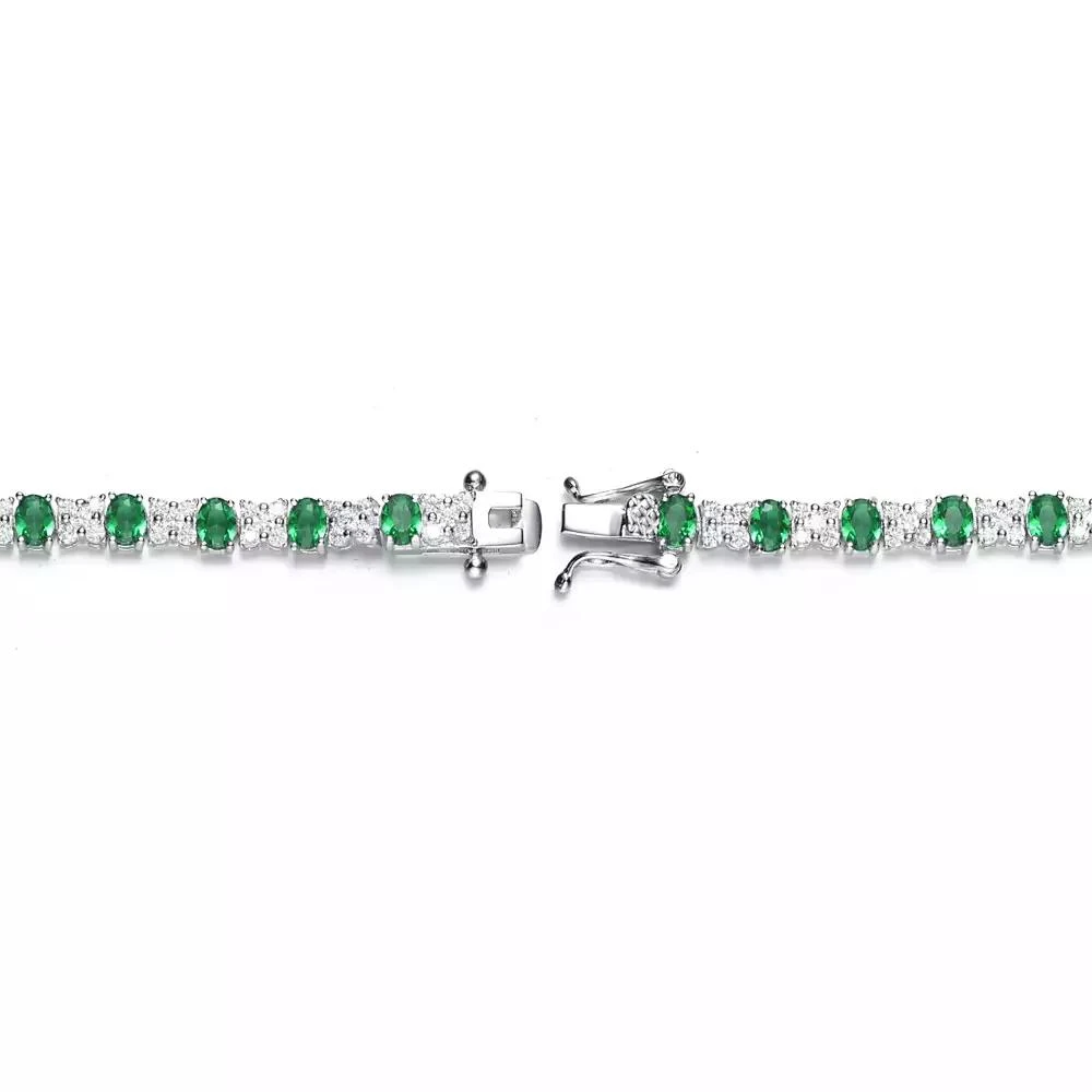 Genevive Sterling Silver White Gold Plated with Colored Cubic Zirconia Tennis Bracelet 4