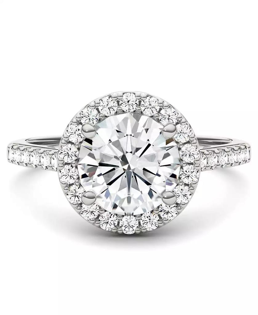 Charles & Colvard Moissanite Round Halo Ring (2-1/3 ct. tw. Diamond Equivalent) in 14k White Gold