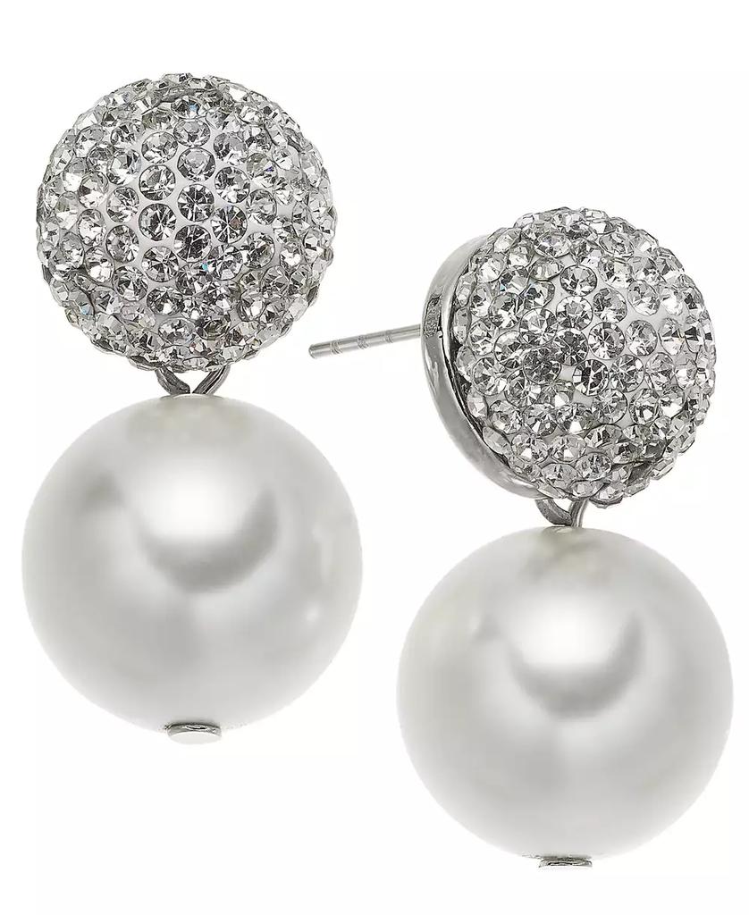 On 34th Pavé Fireball & Imitation Pearl Drop Earrings, Created for Macy's