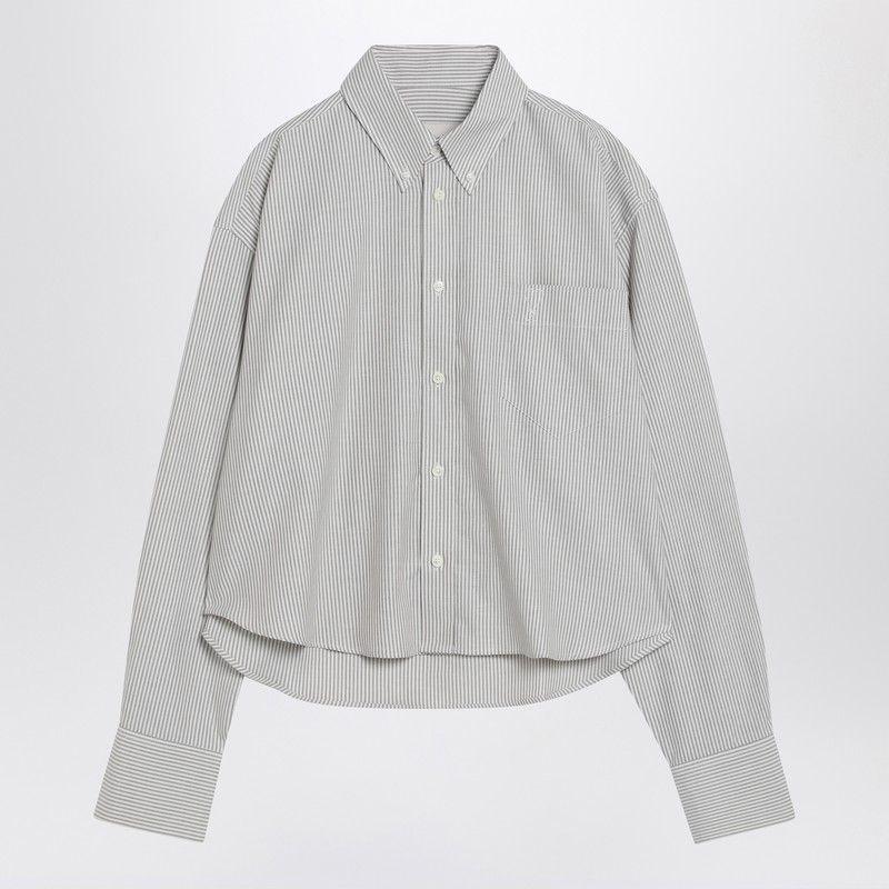 AMI STRIPED AMI DE COEUR CROPPED SHIRT