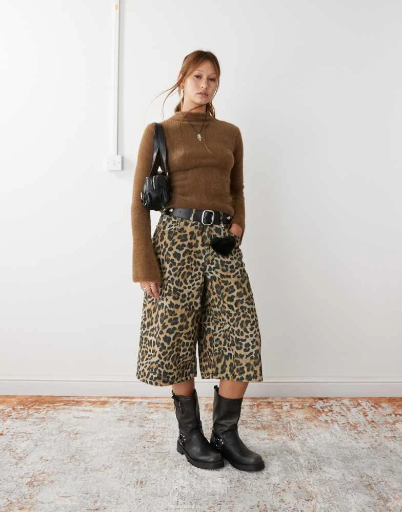 Weekday Weekday Jenny hairy knit jumper in brown 2