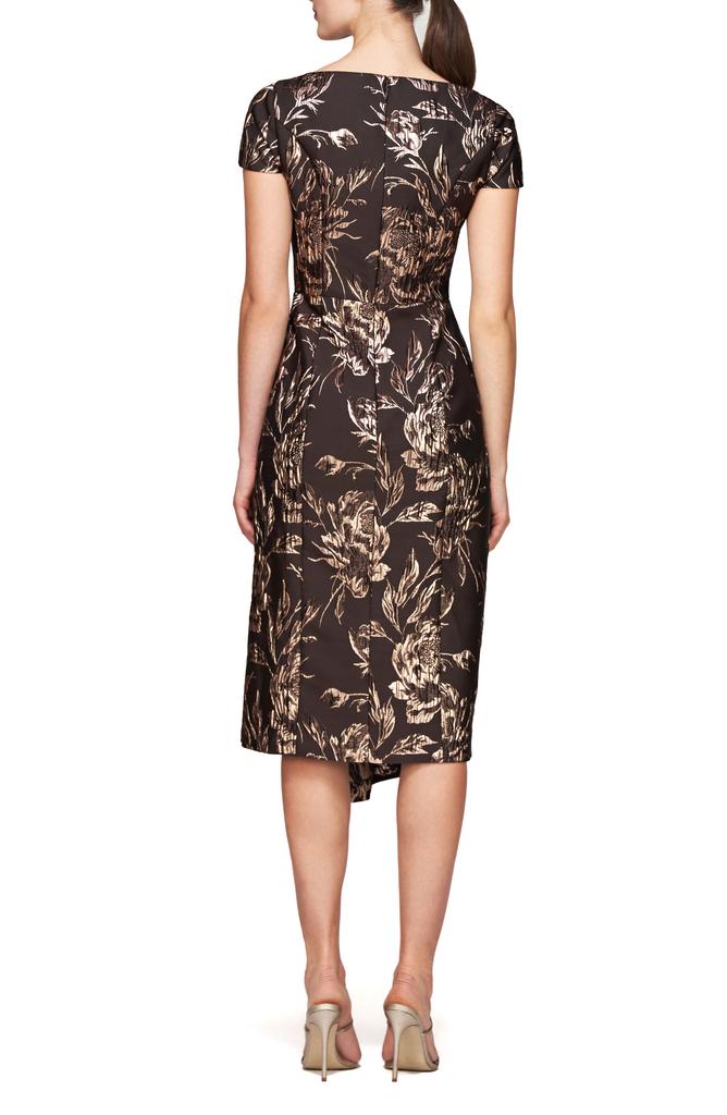 Kay Unger Marjoire Metallic Jacquard Sheath Dress