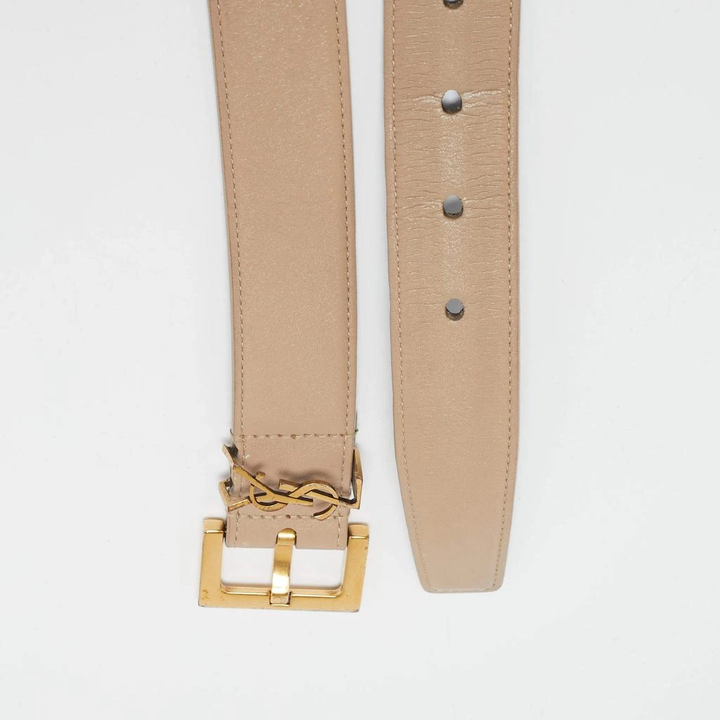 Yves Saint Laurent Saint Laurent Beige Leather Cassandre Belt 70 CM 3