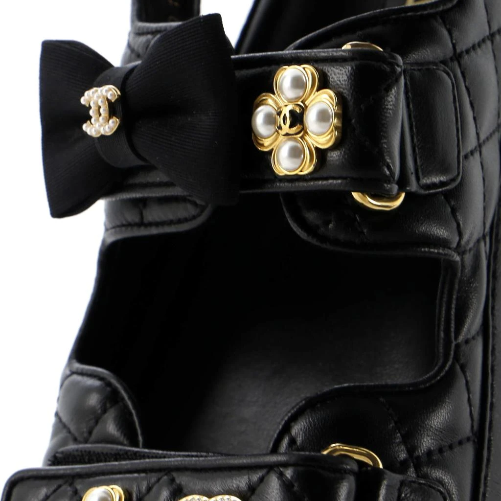 Chanel Women's Velcro Dad Sandals Quilted Leather 5
