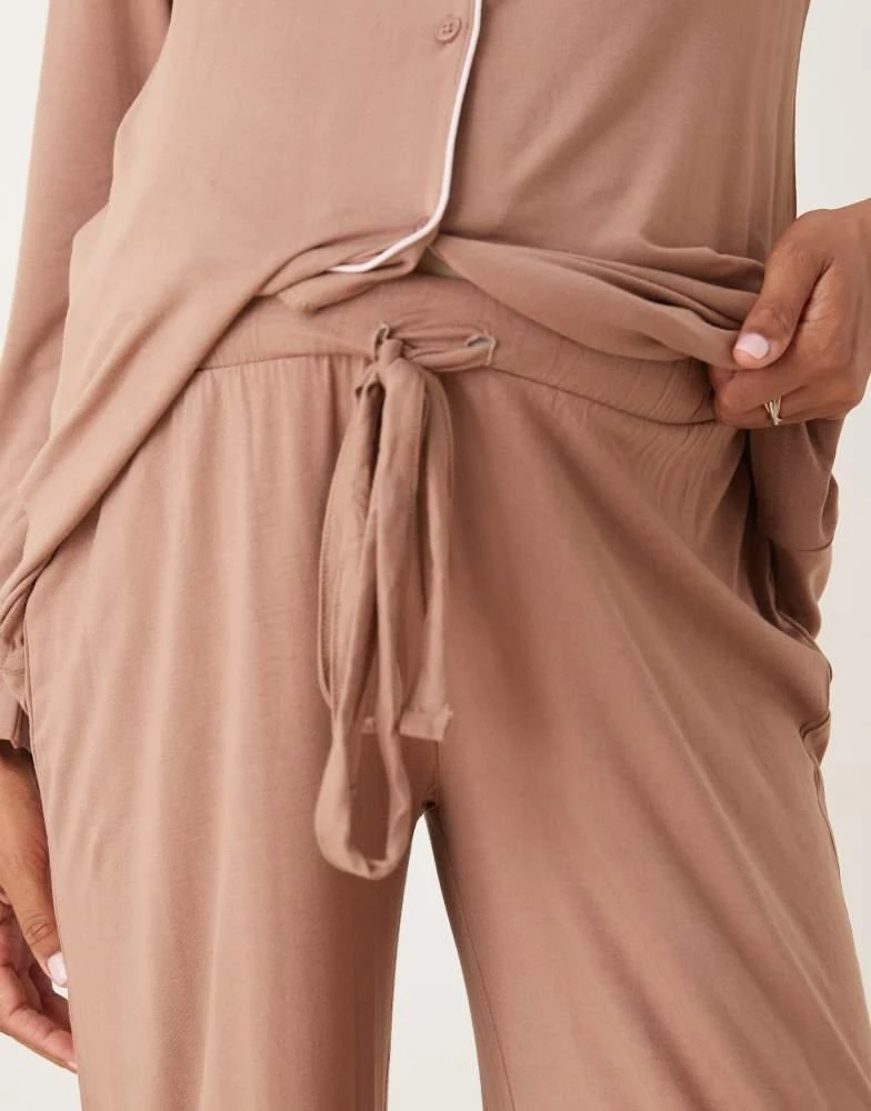 ASOS ASOS DESIGN Maternity long sleeve super soft pyjama set in brown 3