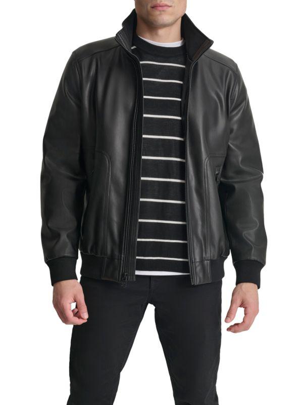 ジャケット・アウター Dkny leather jacket DKNY Men's biker 's line black leather jacket “L” pre-owned