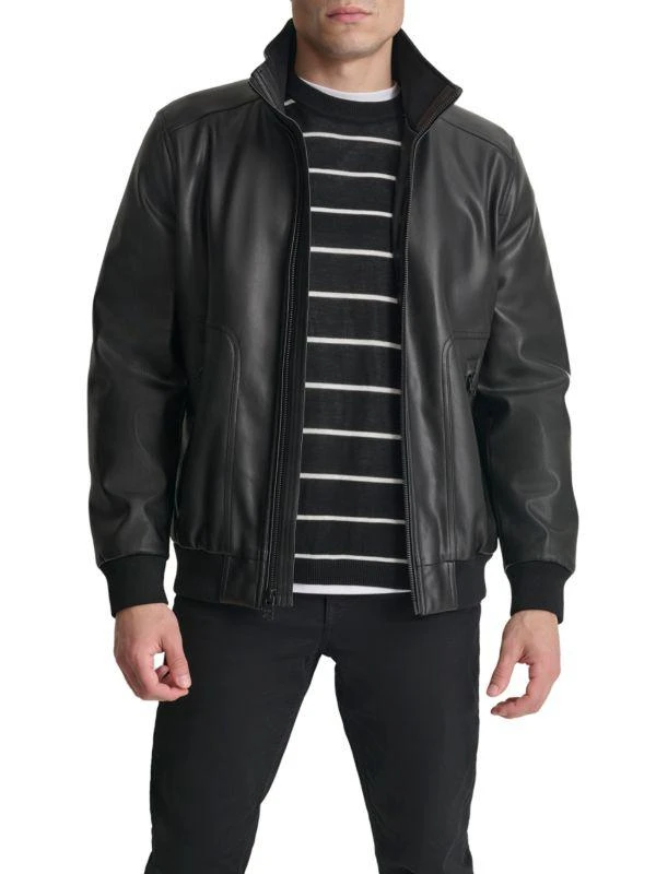 DKNY Faux Leather Bomber Jacket 1