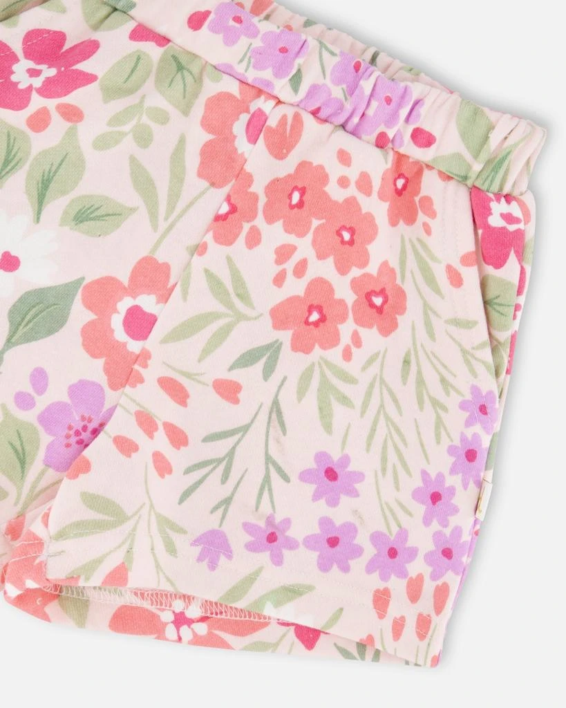Deux par Deux French Terry Shorts Pink Printed Flowers 5