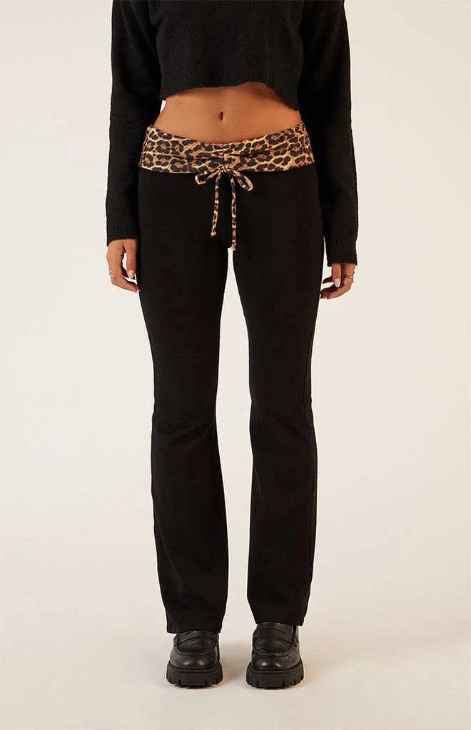 LA Hearts Leopard Print Fold-Over Flare Pants 1