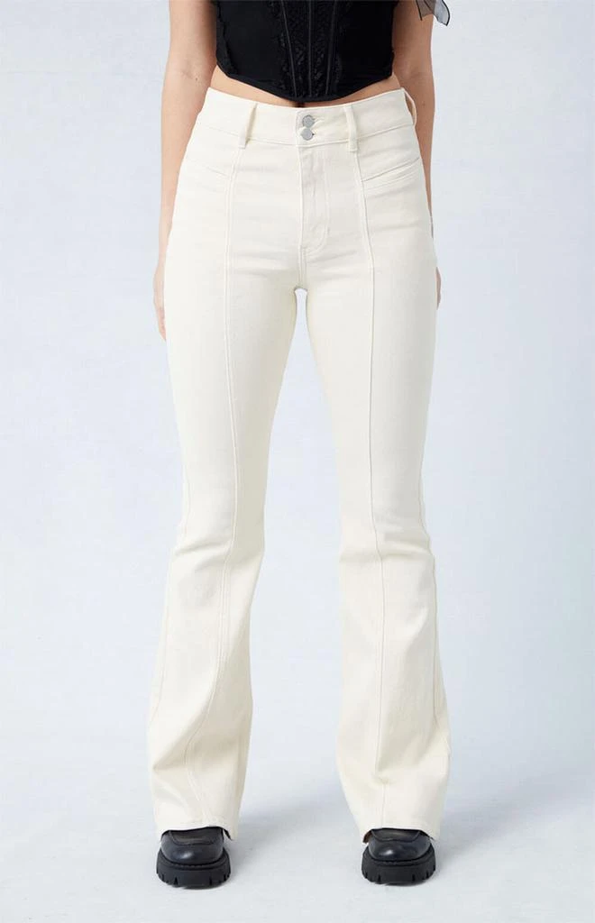 PacSun Cream High Waisted Flare Pants 2