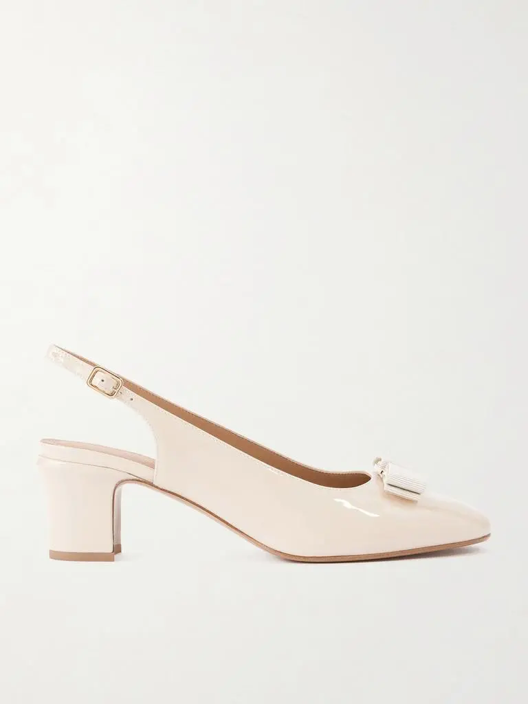 Vetty Bow-embellished Patent-leather Slingback Pumps - Ivory - US8.5