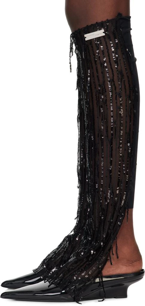 Edward Cuming Black Swinging Sequin Mesh Dripping Leg Warmers 3