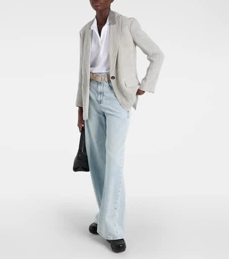 Brunello Cucinelli Oversized V-neck linen-blend blazer 2