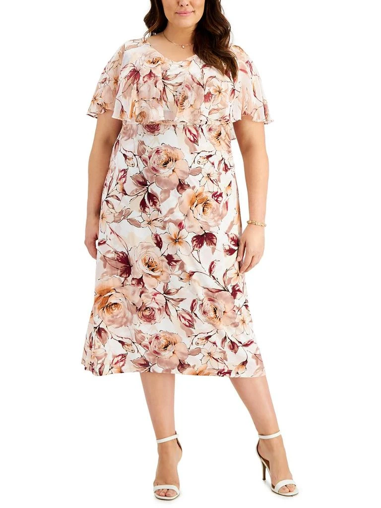 Connected Apparel Womens Floral Chiffon Midi Dress 1