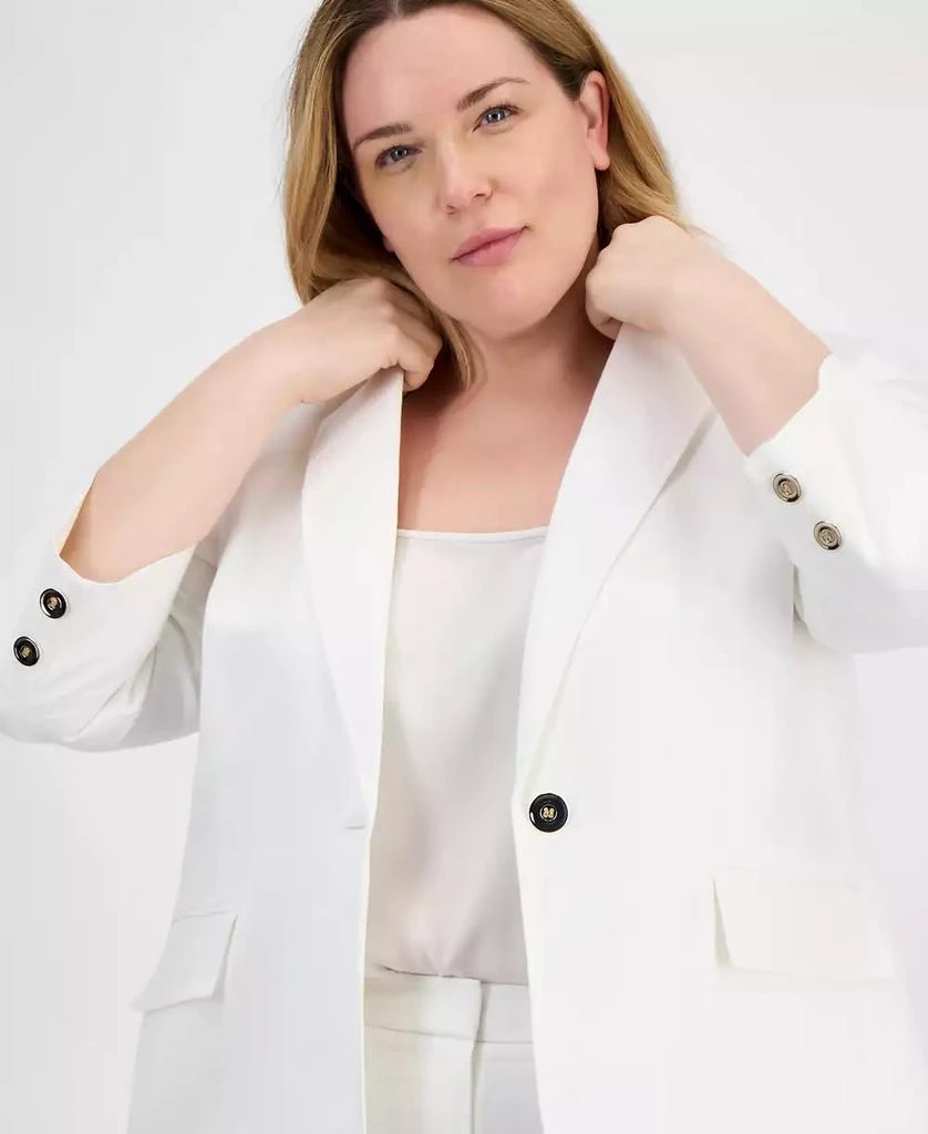 Kasper Plus Size Linen-Blend Blazer 3