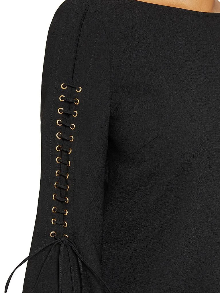 Santorelli Lattice-Sleeve Crepe Shift Dress 5