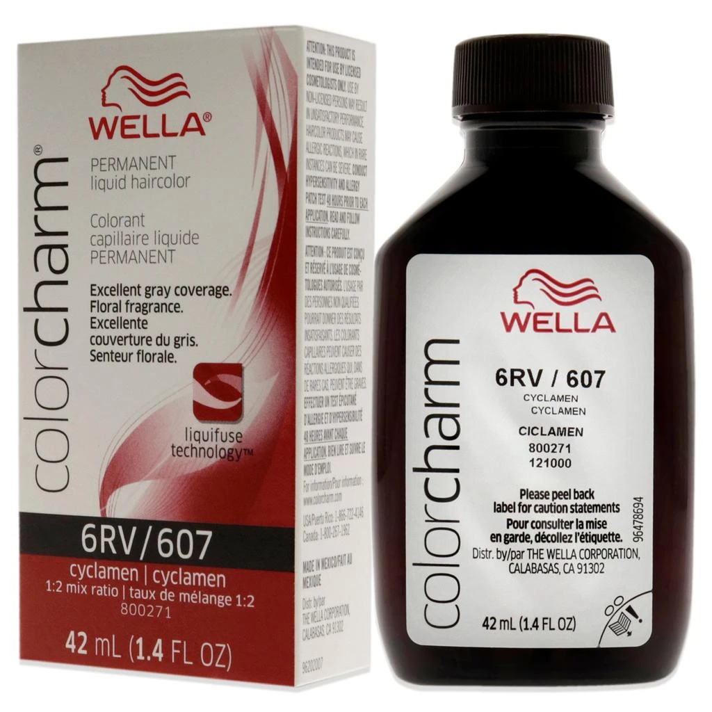 Wella Color Charm Permanent Liquid Haircolor - 607 6RV Cyclamen by  for Unisex - 1.4 oz Hair Color 4
