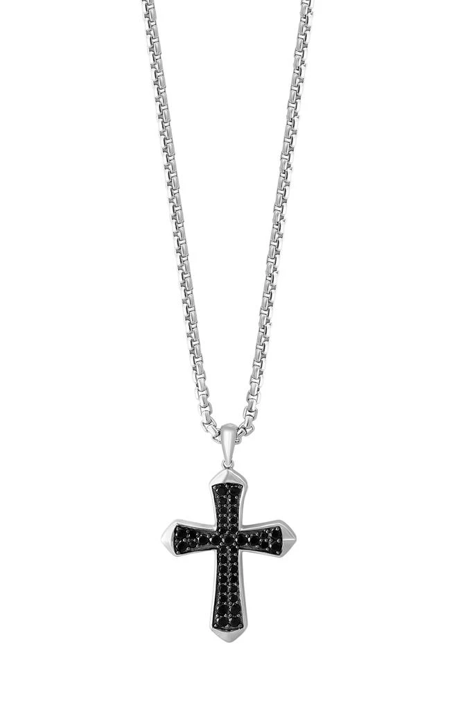 Effy Men's Black Spinel Cross Pendant Necklace 1