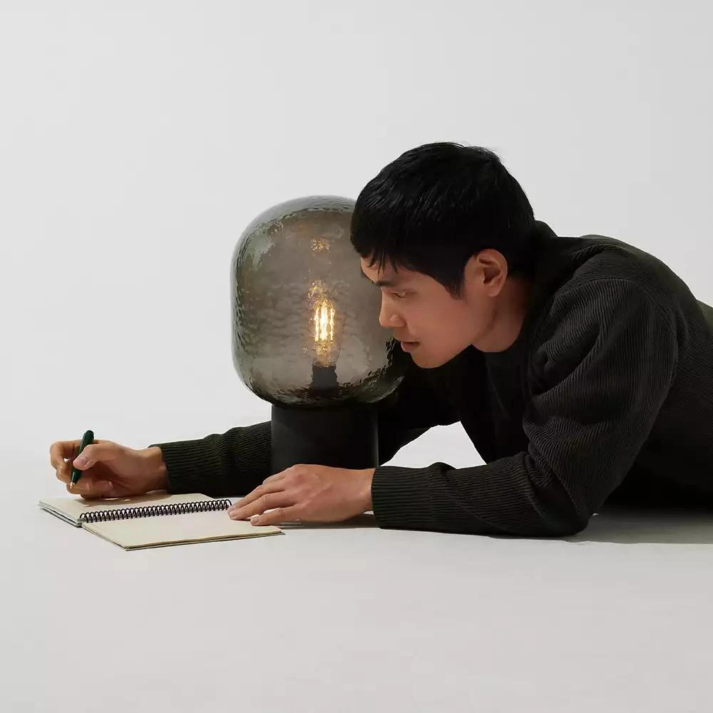 Brightech Bruce 16" LED Table Lamp with Green Glass Shade 9