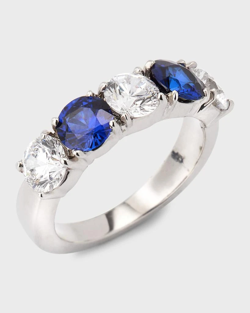 Fantasia by DeSerio Alternating Sapphire and Cubic Zirconia Half Eternity Band 3