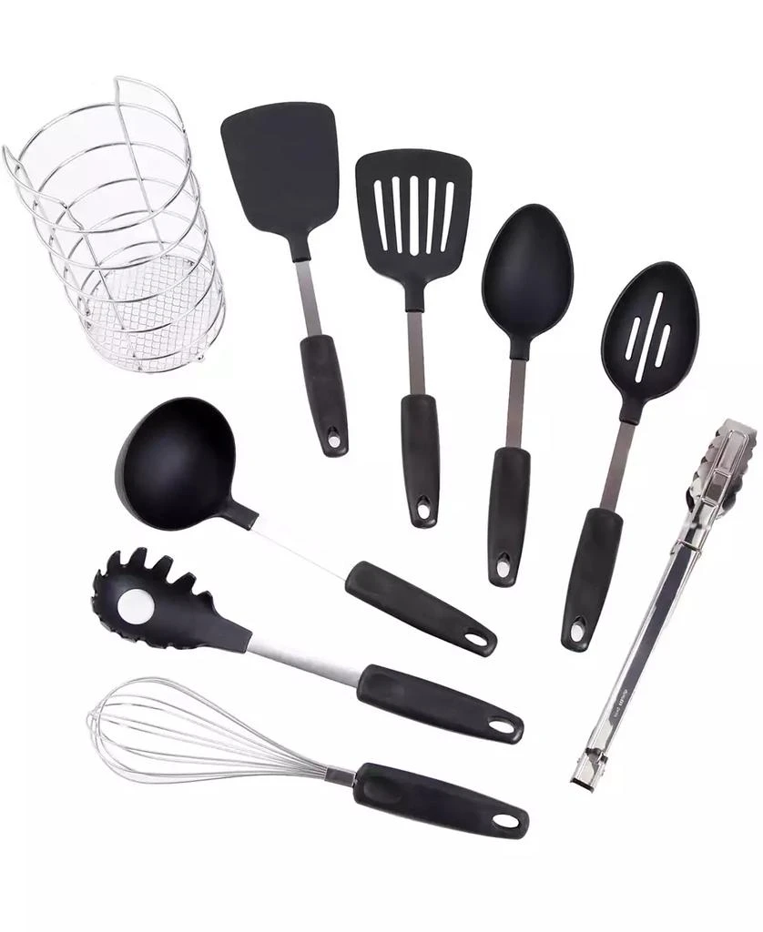 Laurie Gates Chef's Better Basics 9 Piece Utensil Set with Round Shape Wire Caddy 1