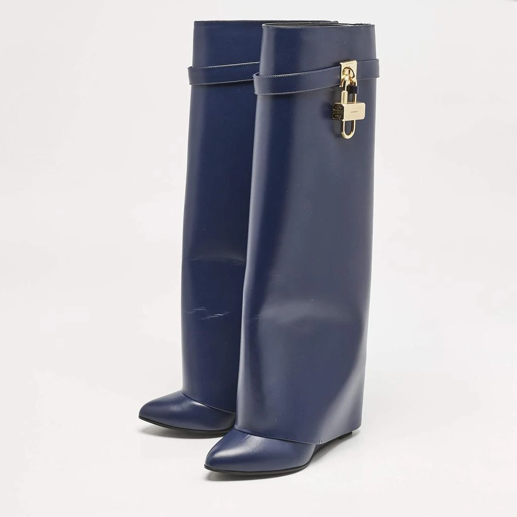 Givenchy Givenchy Navy Blue Leather Shark Lock Knee Length Boots Size 39 2
