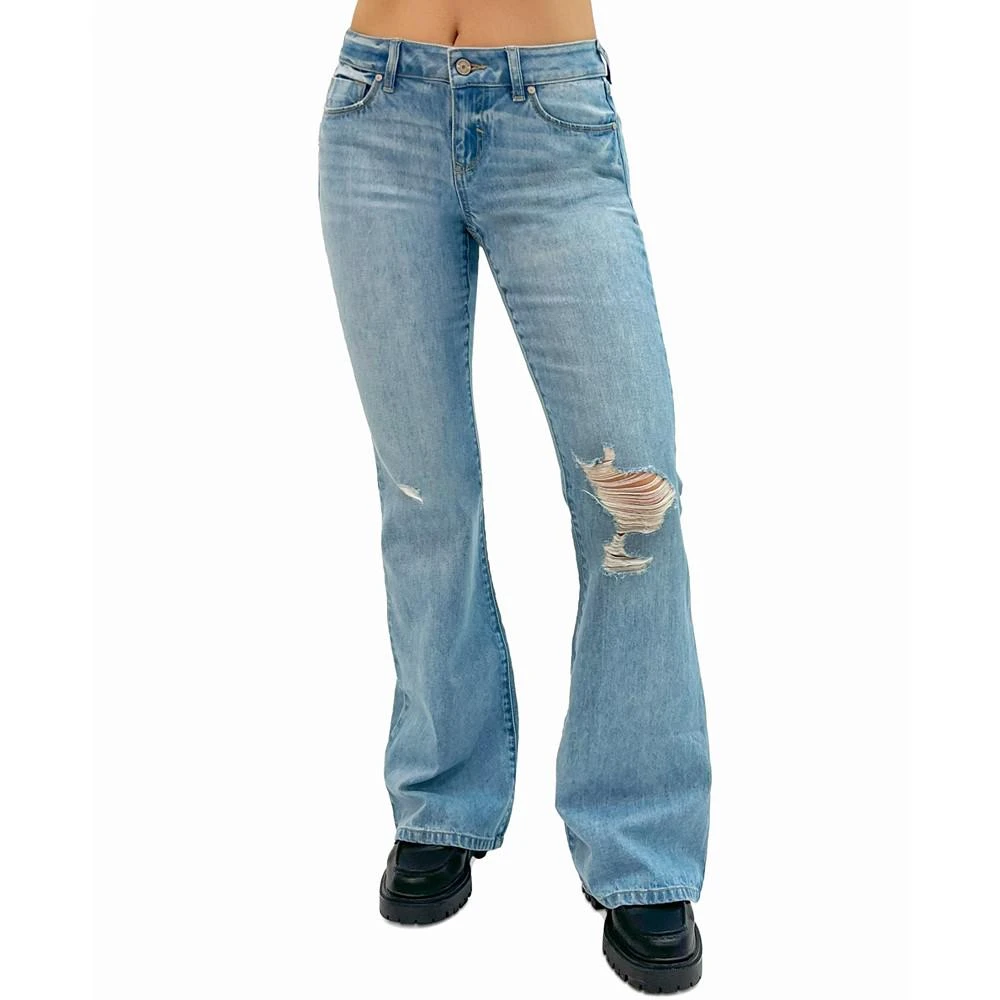 Rewash Women's Low-Rise Distressed Flare Jeans 1