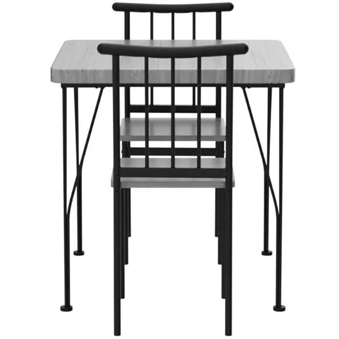 Hivvago Modern 3-Piece Metal Frame Dining Set with Grey Wood Top Table and 2 Chairs 3