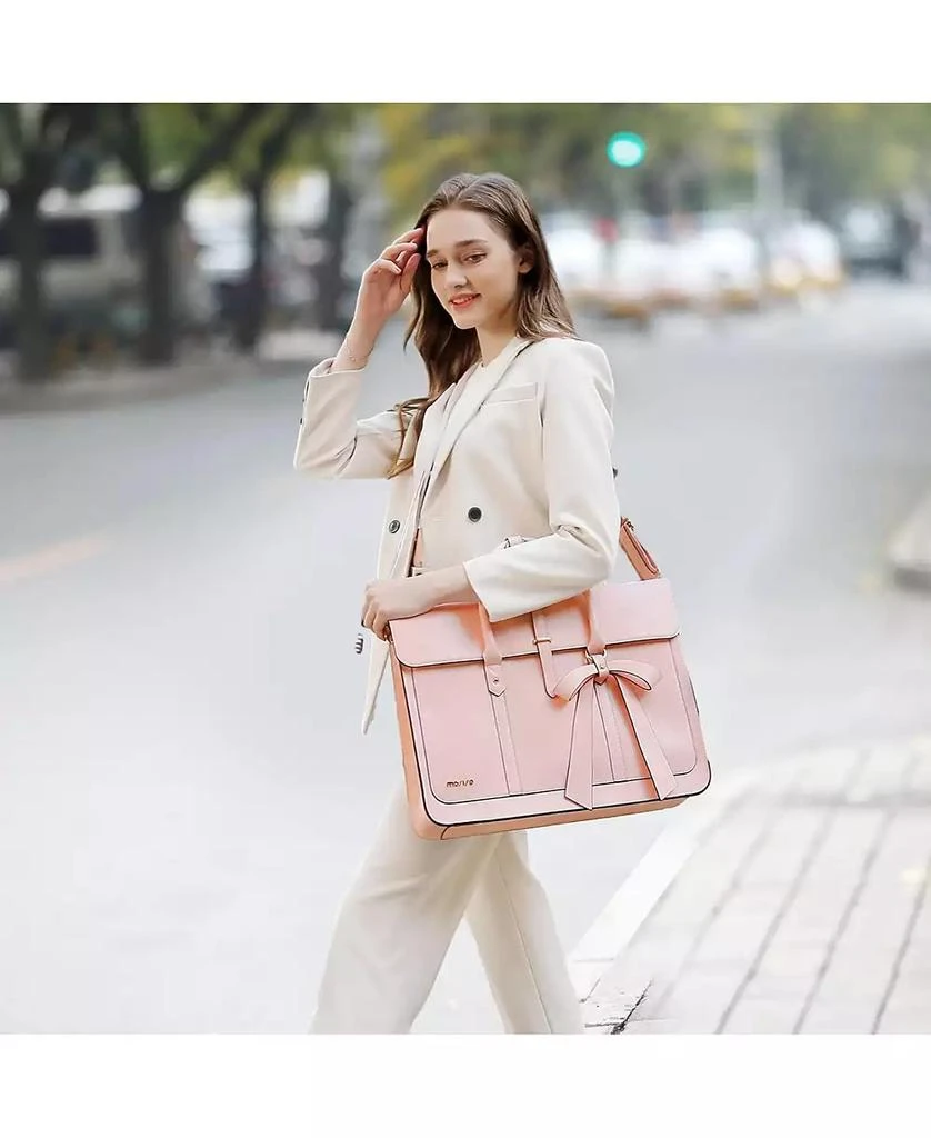 Acer 15-15.6 inch pu Leather Laptop Shoulder Bags Convertible Backpack, 16 inch Messenger Bags Work Briefcase Travel Computer Bag with Bowknot, Pink 4