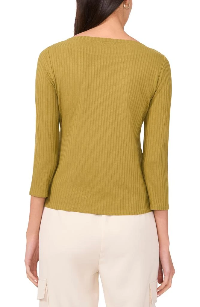 Halogen Rib Boat Neck Three-Quarter Sleeve Top 2
