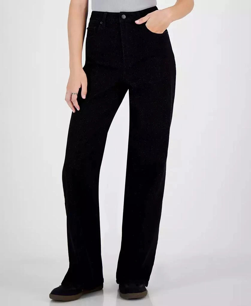 Tinseltown Juniors' High-Rise Shimmer Wide-Leg Jeans 1