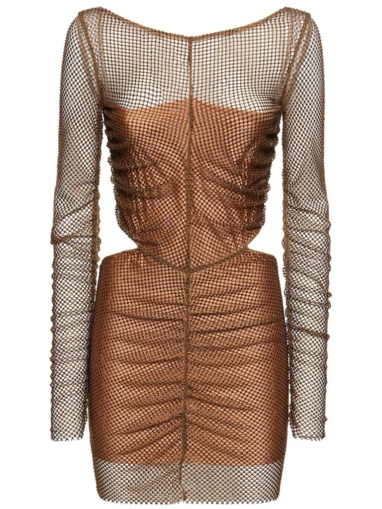 GIUSEPPE DI MORABITO Embroidered Mesh Mini Dress