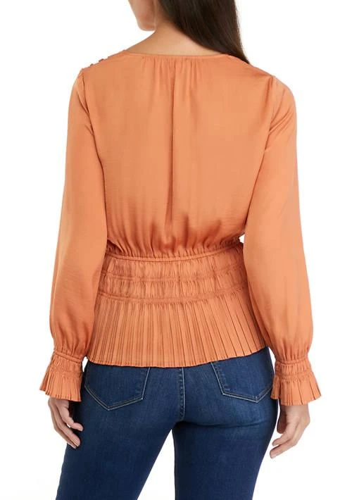 philosophy Womens Airflow V Neck Smock Waist Top 2