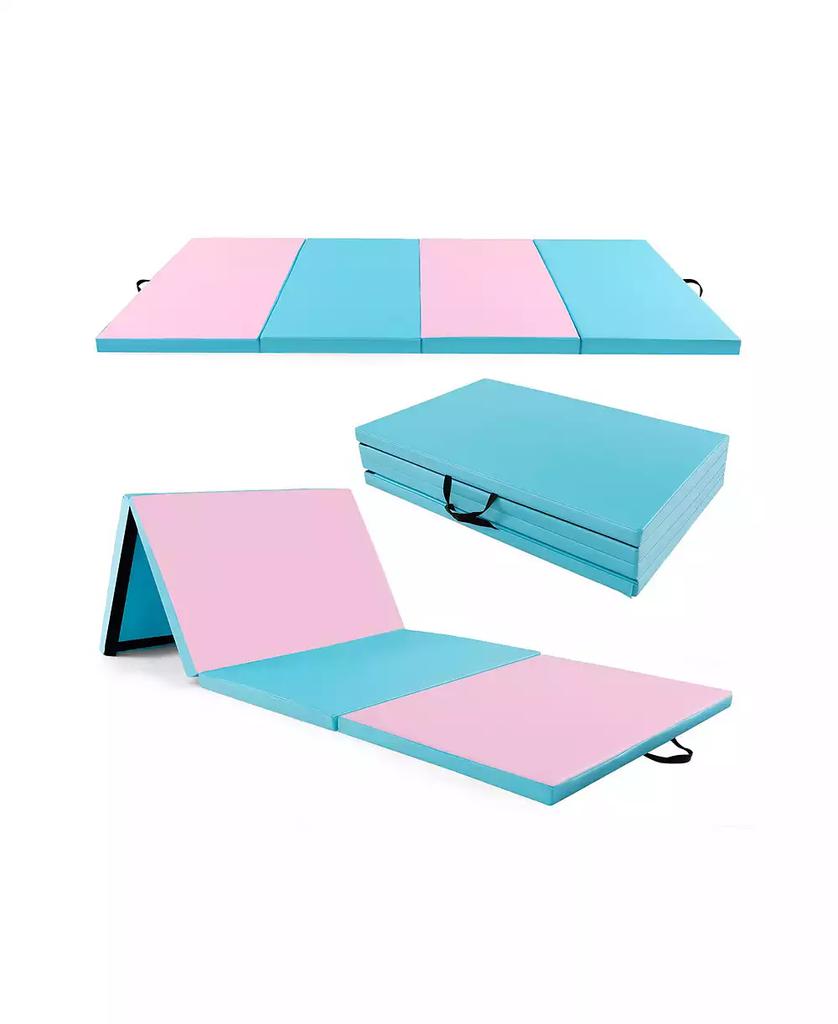 GOUUN 4-Panel PU Leather Folding Exercise Mat with Carrying Handles-Pink
Blue