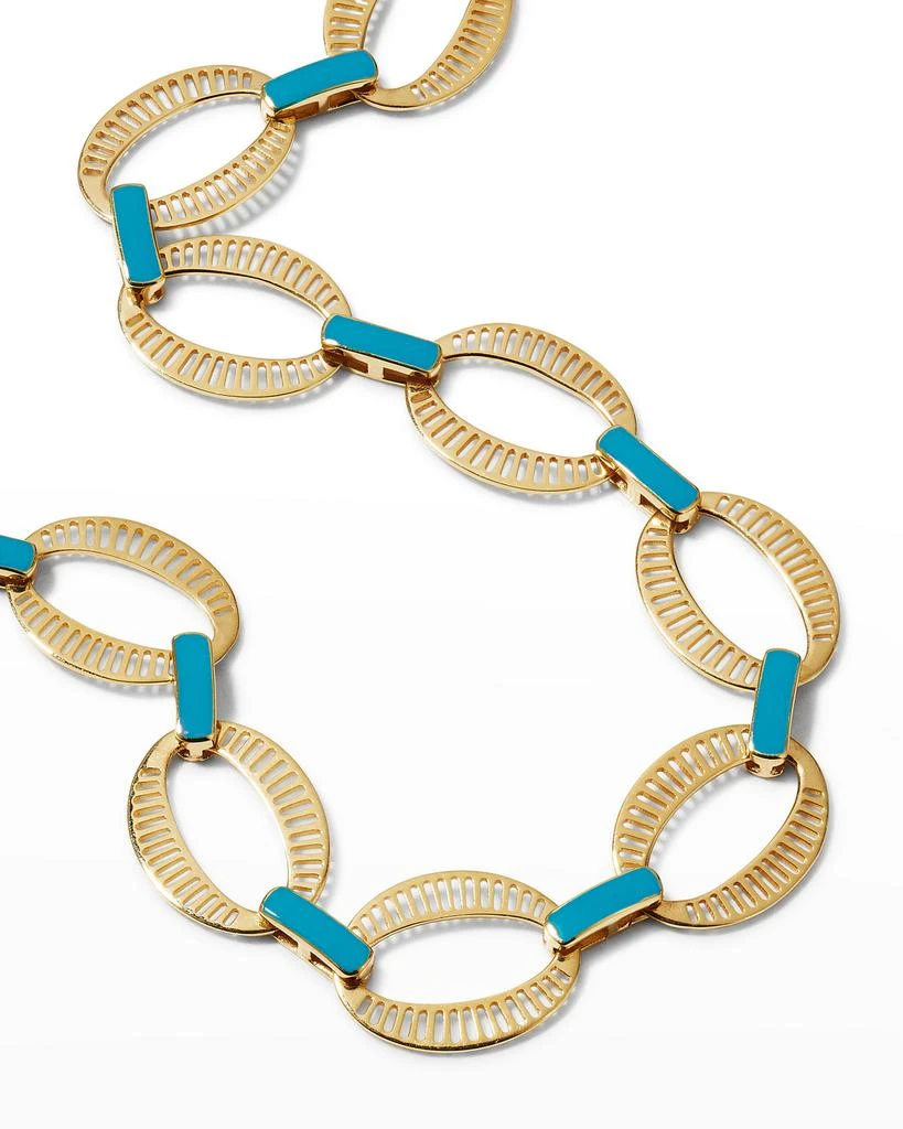 L'ATELIER NAWBAR Yellow Gold Full Chunky Chain Necklace with Blue Enamel 3