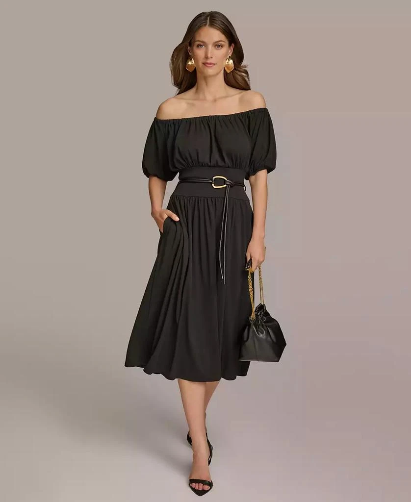 Donna Karan Donna Karan Women's Off-The-Shoulder Belted Jersey Dress 1
