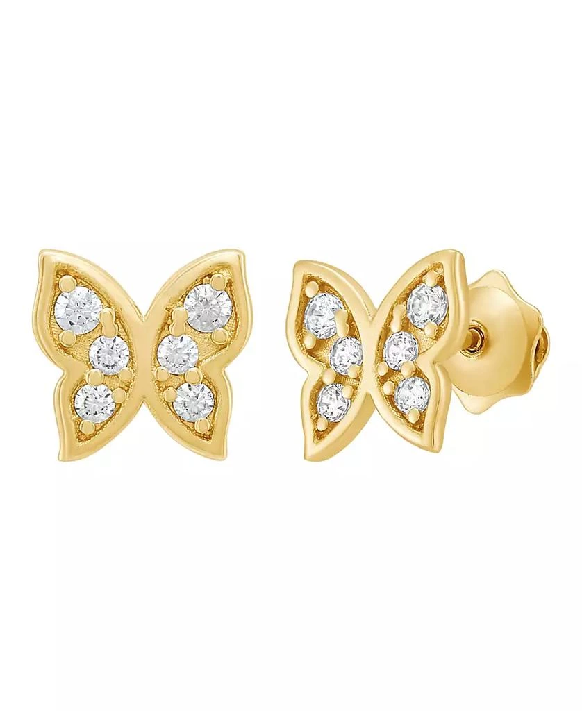 Macy's Children's White Cubic Zirconia Butterfly Earrings in 14k Yellow Gold 1