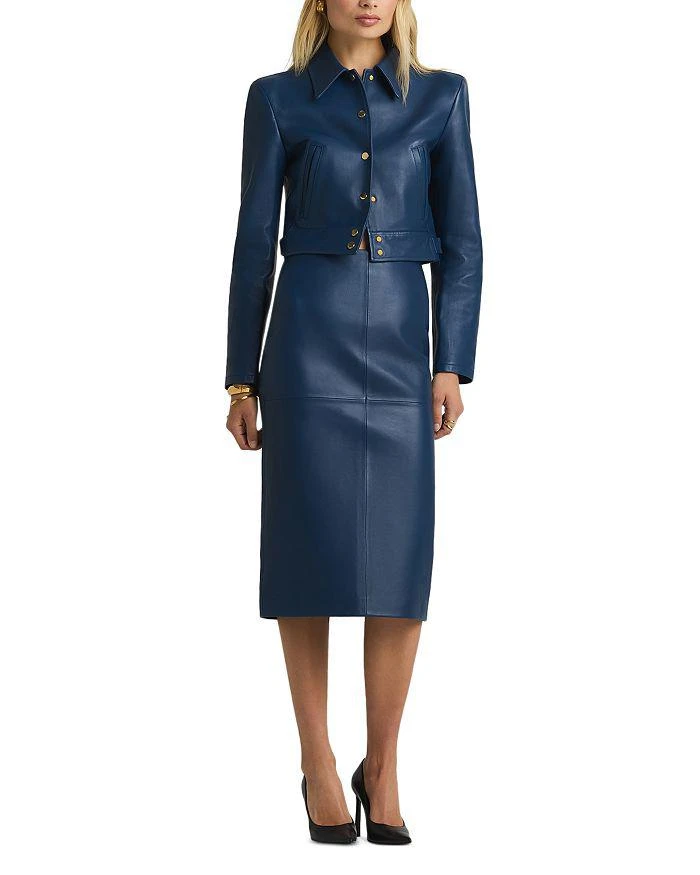 St. John Cropped Leather Jacket 1