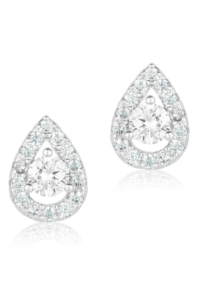 ADORNIA Swarovski Crystal Pear Halo Stud Earrings