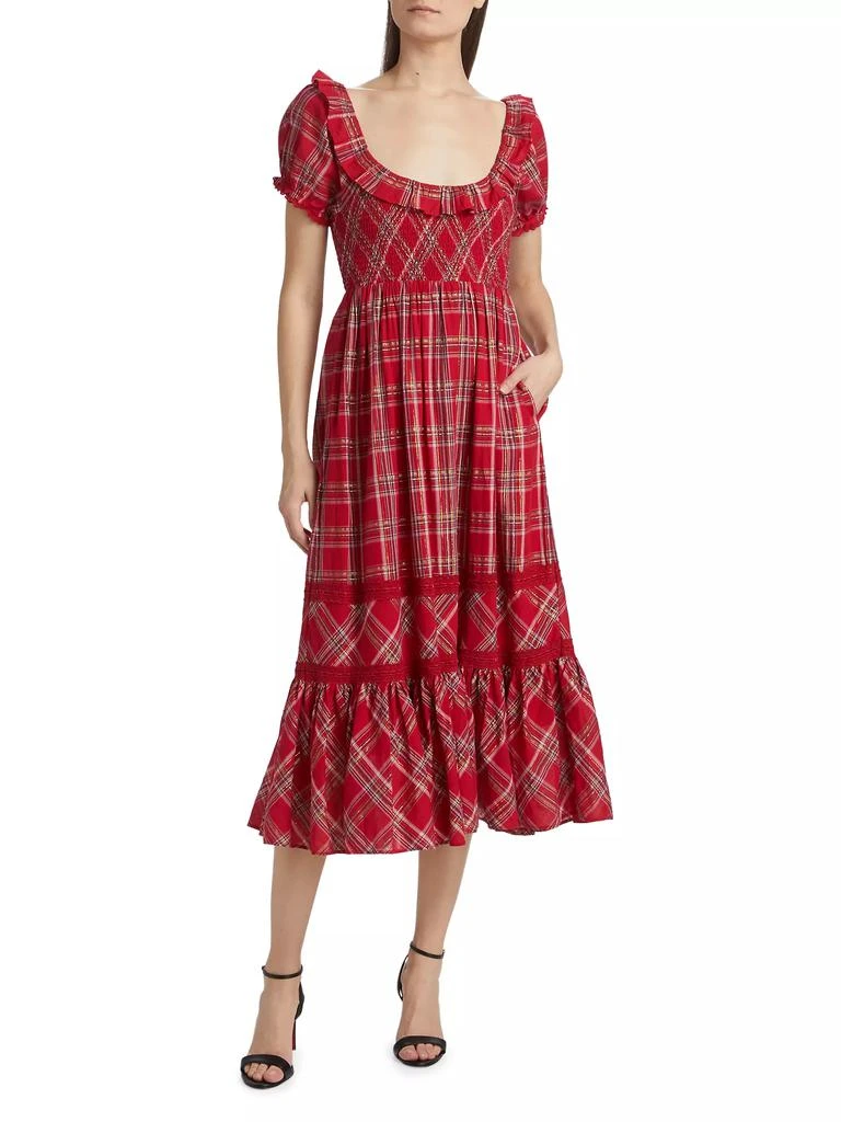 LOVESHACKFANCY London Tartan Gerania Midi-Dress 3
