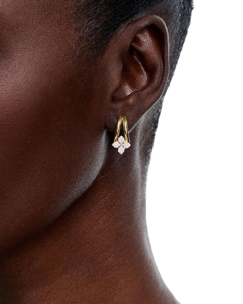 Roberto Coin 18K White 
Yellow Gold Love in Verona Diamond Pavé Flower Hoop Earrings 2