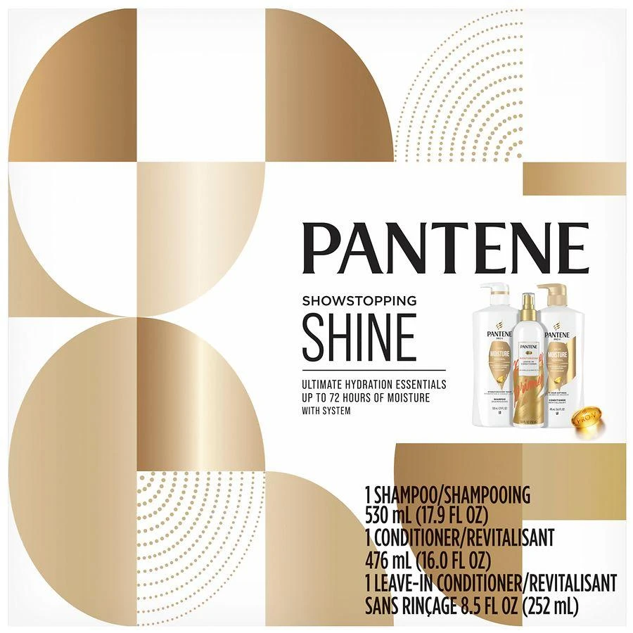 Pantene Daily Moisture Renewal Shampoo, Conditioner, Leave In Holiday Pack 1