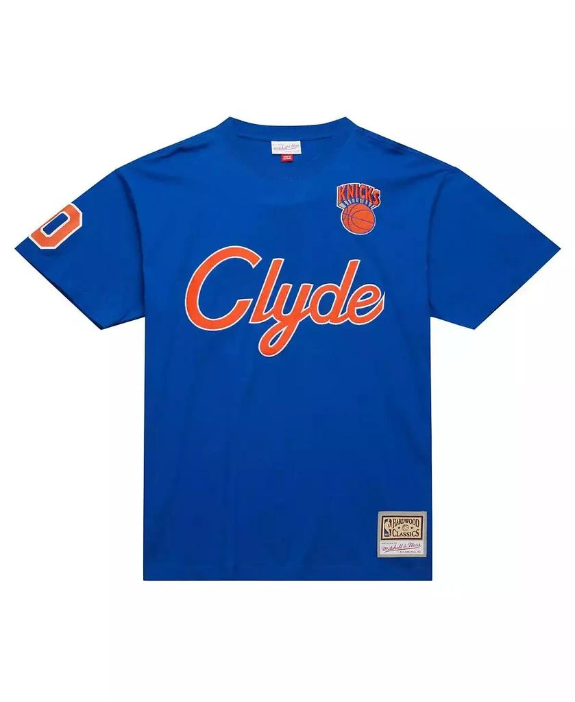 Mitchell & Ness Men's Walt Frazier Blue New York Knicks Premium Nickname T-Shirt 2
