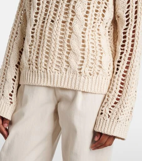 Brunello Cucinelli Open-knit jute and cotton-blend sweater 5
