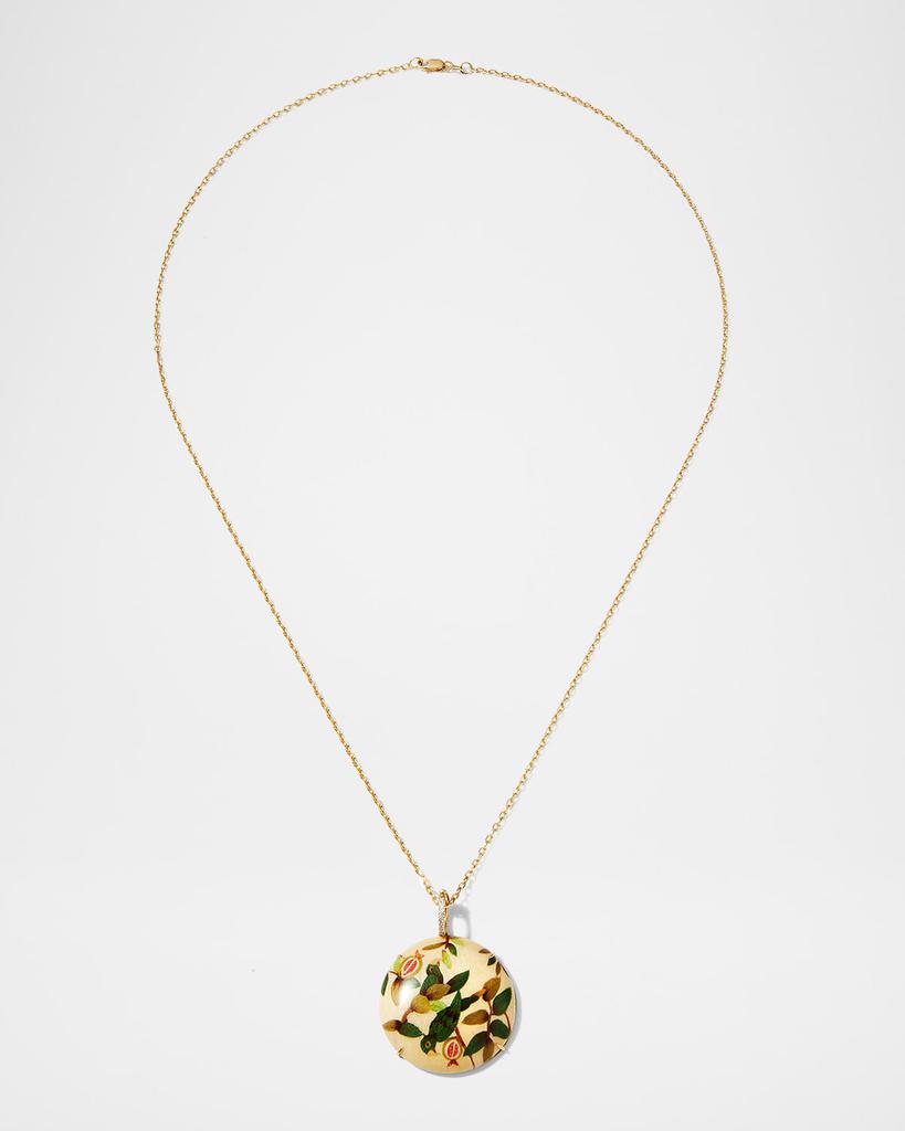 Silvia Furmanovich x MOYE 18K Yellow Gold Necklace with Diamonds and Marquetry Pendant