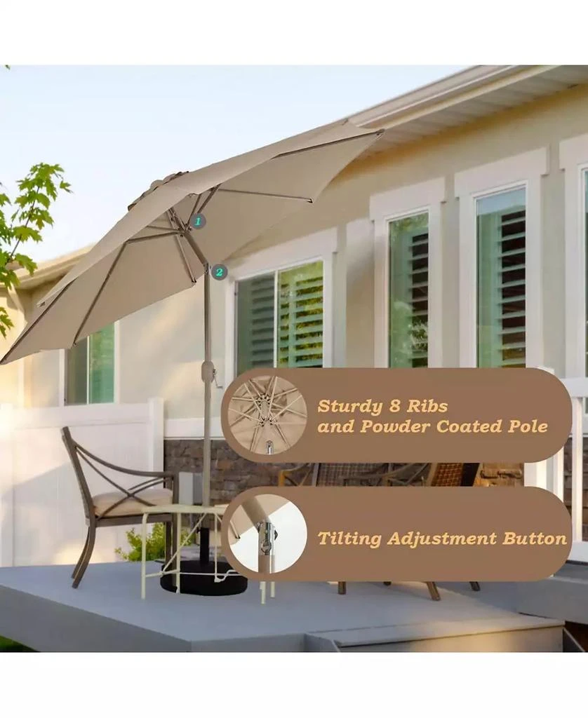 Aoodor 9FT Outdoor Patio Market Umbrella Aluminum Frame with Push Button Tilt Crank and 8 Steel Ribs, UV Protection Waterproof, for Garden Deck Backyard and Pool 2