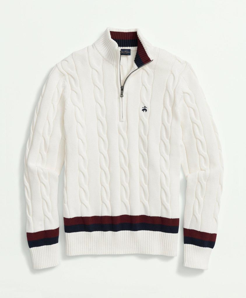 Brooks Brothers Cable Knit Tennis Half-Zip Sweater in Supima® Cotton